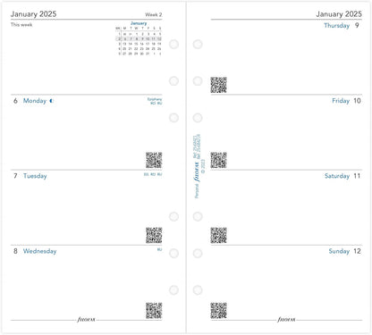 Personal Week on two pages English Monday start recycled paper 2025