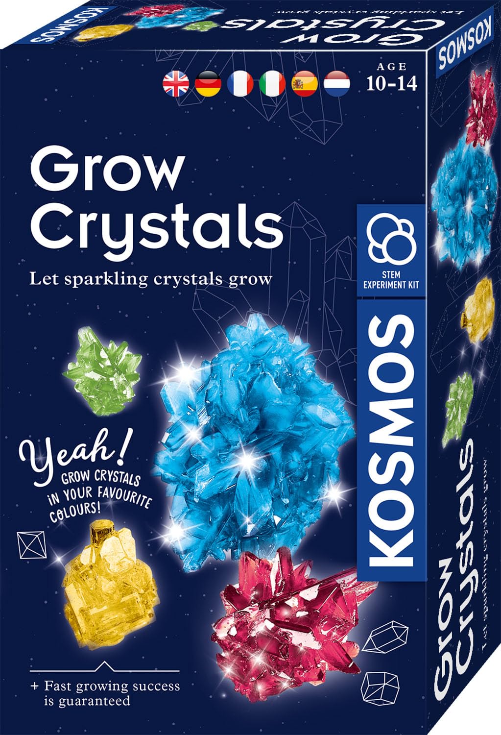 KOSMOS Grow Crystals 616755 - Set di esperimenti per bambini con istruzioni multilingue (DE, EN, FR, IT, ES, NL)
