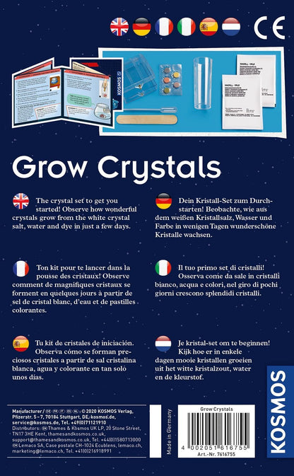 KOSMOS Grow Crystals 616755 - Set di esperimenti per bambini con istruzioni multilingue (DE, EN, FR, IT, ES, NL)