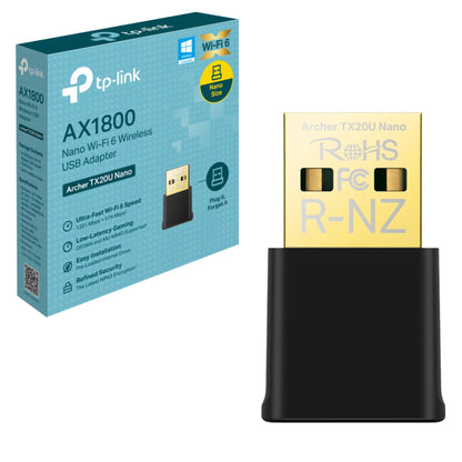 AX1800 Nano Wi-Fi 6 Wireless MU-MIMO USB Adapter, Fast WiFi 6, Dual Band Wireless, Lower Latency Gameplay, Improved Security(Archer TX20U Nano