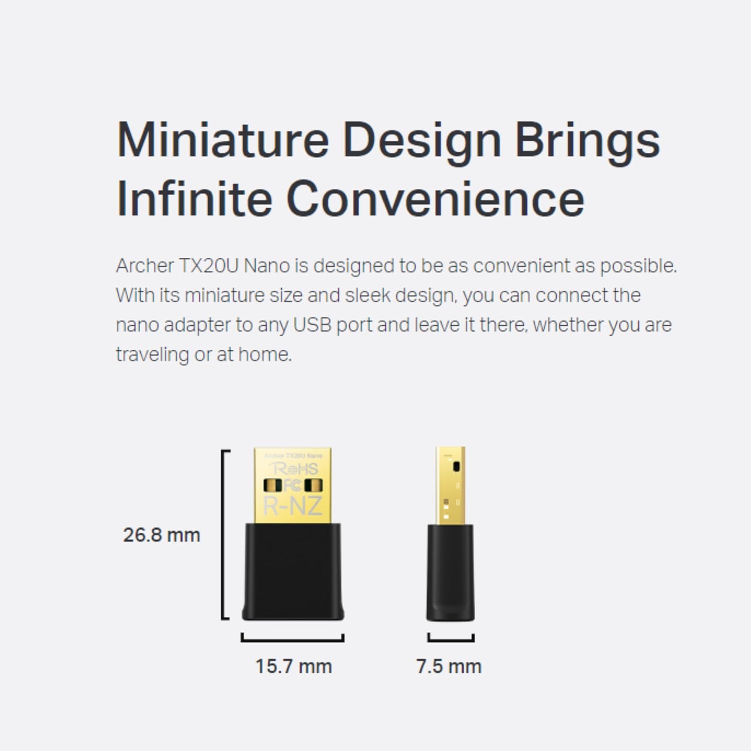 AX1800 Nano Wi-Fi 6 Wireless MU-MIMO USB Adapter, Fast WiFi 6, Dual Band Wireless, Lower Latency Gameplay, Improved Security(Archer TX20U Nano