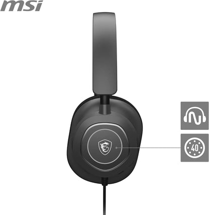 MSI MAESTRO 300 Gaming Headset - Driver Neodimio da 40mm, Microfono Cardioide Rimovibile, Design Leggero e Regolabile, Compatibile con PC/PS5/PS4/Switch/Mobile, Suono 3D con Nahimic