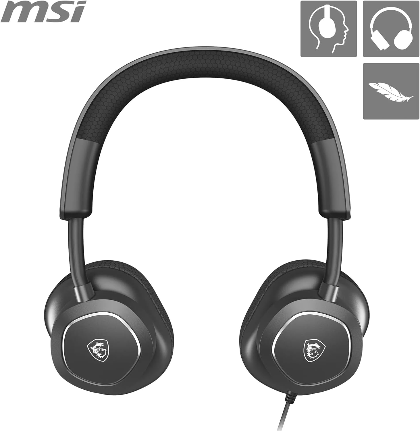 MSI MAESTRO 300 Gaming Headset - Driver Neodimio da 40mm, Microfono Cardioide Rimovibile, Design Leggero e Regolabile, Compatibile con PC/PS5/PS4/Switch/Mobile, Suono 3D con Nahimic