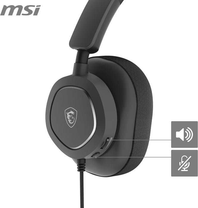 MSI MAESTRO 300 Gaming Headset - Driver Neodimio da 40mm, Microfono Cardioide Rimovibile, Design Leggero e Regolabile, Compatibile con PC/PS5/PS4/Switch/Mobile, Suono 3D con Nahimic