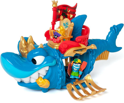 PIRATIX ADVENTURE WORLD King Shark – Gelenkhai mit Käfig, um die rivalisierenden Piratix zu fangen. Enthält 1 Hai, 1 exklusiver Schatz, 1 exklusiver Piratix und 1 Zubehör