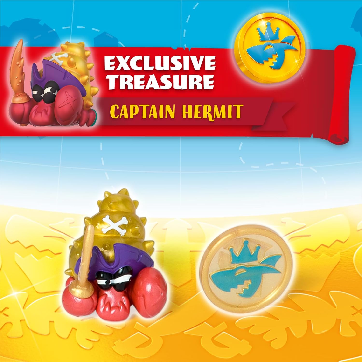 PIRATIX ADVENTURE WORLD King Shark – Gelenkhai mit Käfig, um die rivalisierenden Piratix zu fangen. Enthält 1 Hai, 1 exklusiver Schatz, 1 exklusiver Piratix und 1 Zubehör