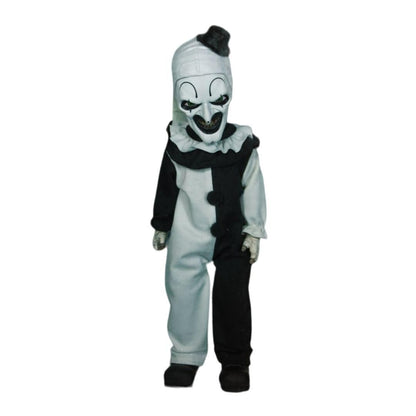 Mezco Terrifier - Living Dead Doll 10.5-Inch Art The Clown Doll with New Head Sculpt, Pom-Pom and Ruffle Detailing Black-and-White Costume, and 5-Point Articulation