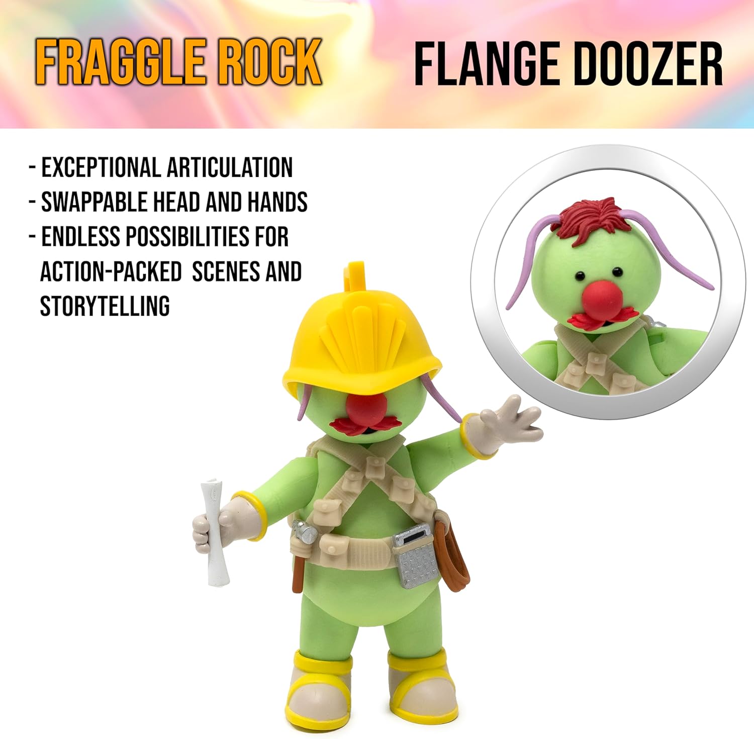 Boss Fight Studio Flange Doozer, Fraggle Rock Collectible Action Figure – Highly Articulated Figurine with Accessories Including Removable Hard Hat, Harness, Construction Tools, Walkie Talkie – 1:12