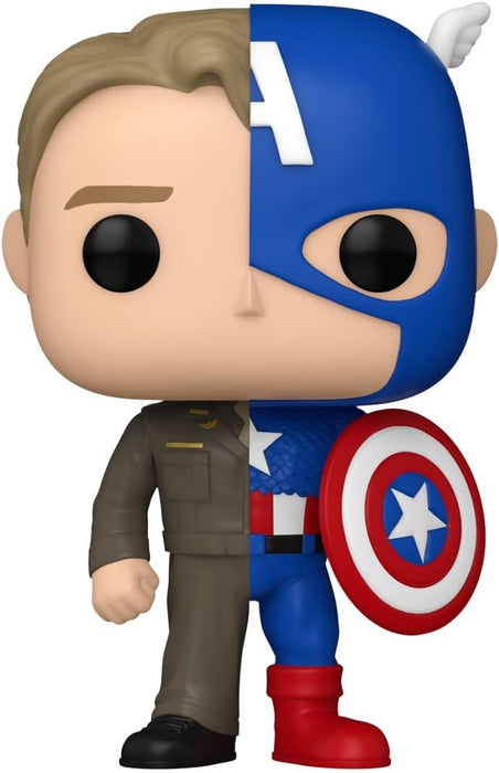 Funko Pop! Marvel: Split - Captain America A/Steve R - Marvel Comics - Collectable Vinyl Figure - Gift Idea - Official Merchandise - Toys for Kids & Adults - Comic Books Fans