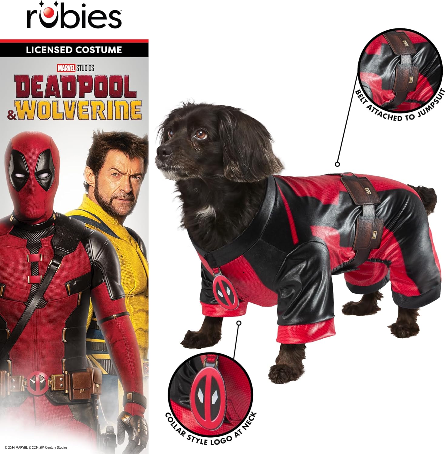 Rubie's Official Deadpool Dogpool Pet Costume, Dog/Pet Fancy Dress, Size M