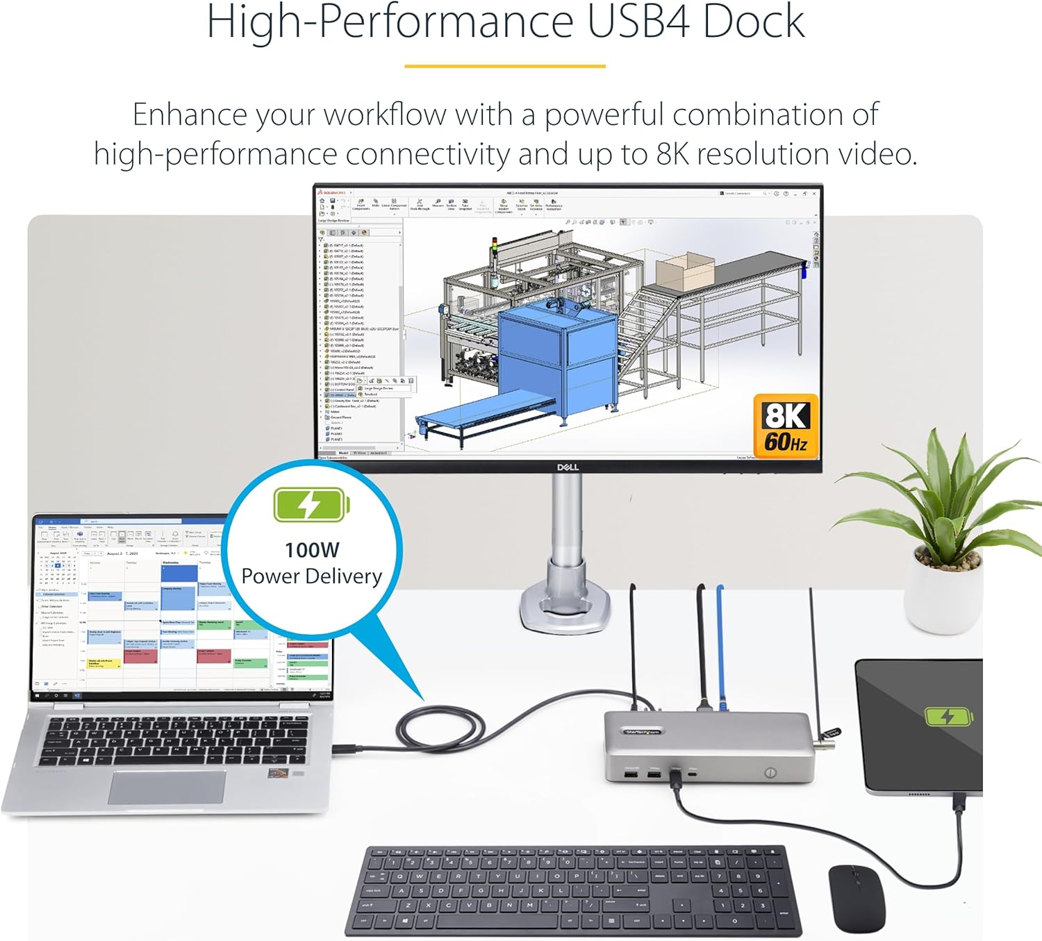 StarTech.com USB-C Docking Station (10-in-1, USB4), Up to 100W Charging for Laptop, 40Gbps Data Transfer, 2.5Gb Ethernet, Single 8K, Dual 4K Display, 6x USB (Not MacOS Compatible