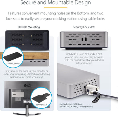 StarTech.com USB-C Docking Station (10-in-1, USB4), Up to 100W Charging for Laptop, 40Gbps Data Transfer, 2.5Gb Ethernet, Single 8K, Dual 4K Display, 6x USB (Not MacOS Compatible