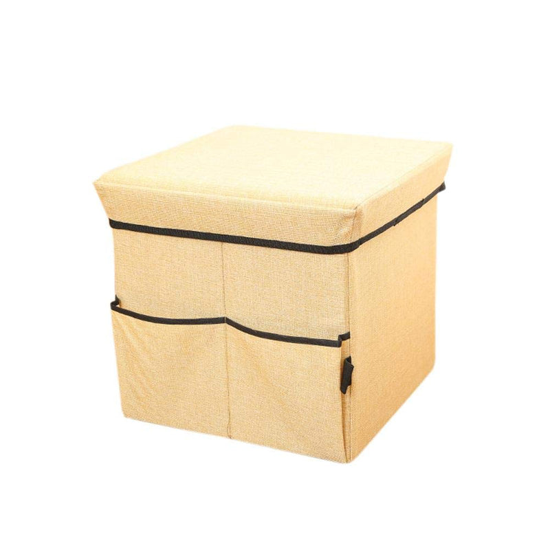 15 inch Plaid Linnen Opslag Kruk Vouwen Speelgoed Doos Met Speelgoed Opslag Pocket Draagbare Dressing Seat Kruk met Cover