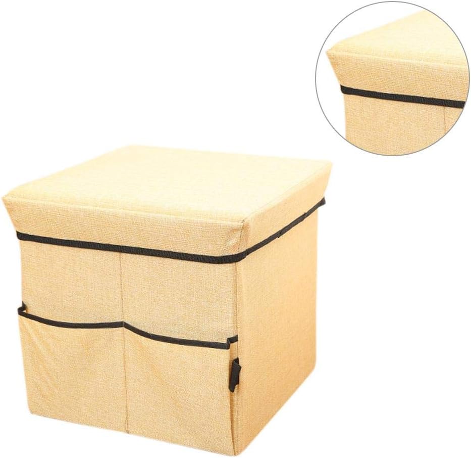 15 inch Plaid Linnen Opslag Kruk Vouwen Speelgoed Doos Met Speelgoed Opslag Pocket Draagbare Dressing Seat Kruk met Cover