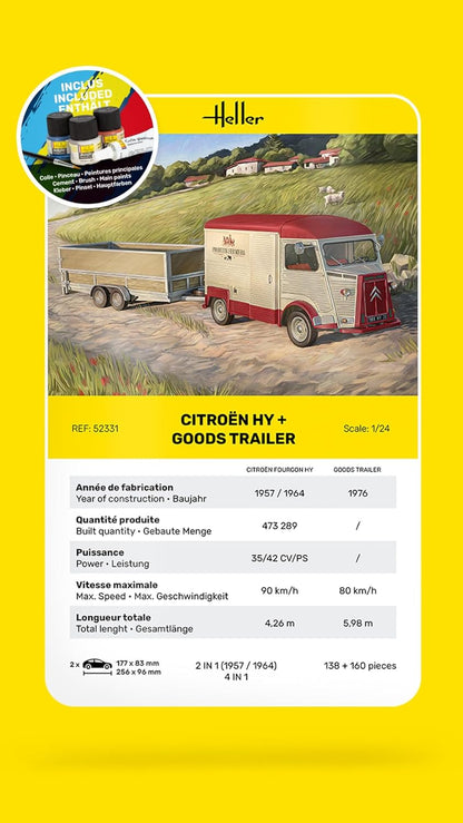 Heller 52331 Starter Kit Citroen HY + Goods Trailer 1/24