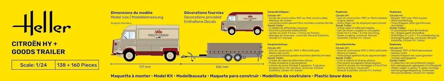 Heller 52331 Starter Kit Citroen HY + Goods Trailer 1/24
