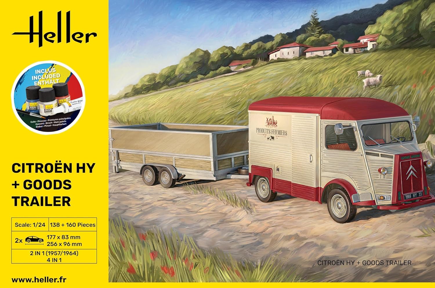 Heller 52331 Starter Kit Citroen HY + Goods Trailer 1/24