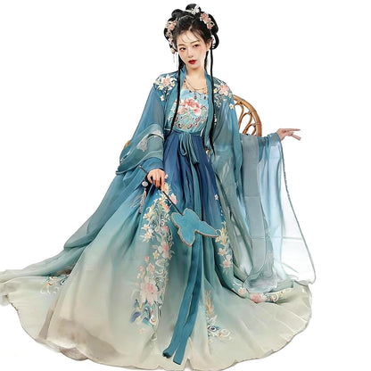 Hanfu Women(S-XL), Chinese Style-Multiple Options, Student Dance Dress -Easy to Match,M,blue-a