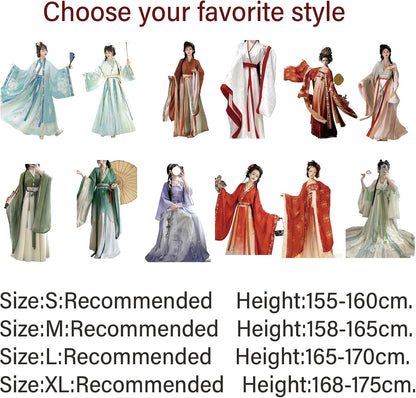 Hanfu Women(S-XL), Chinese Style-Multiple Options, Student Dance Dress -Easy to Match,M,blue-a