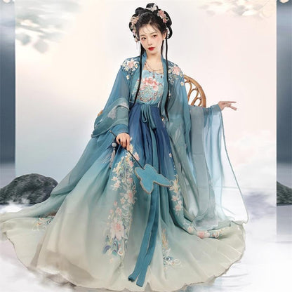 Hanfu Women(S-XL), Chinese Style-Multiple Options, Student Dance Dress -Easy to Match,M,blue-a
