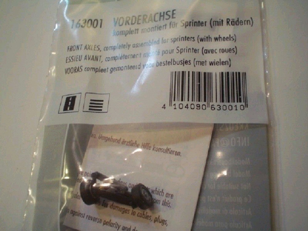 Faller 163001 Front Axle, Fully Assembled for Sprinter (with Wheels) Model Kit, Various