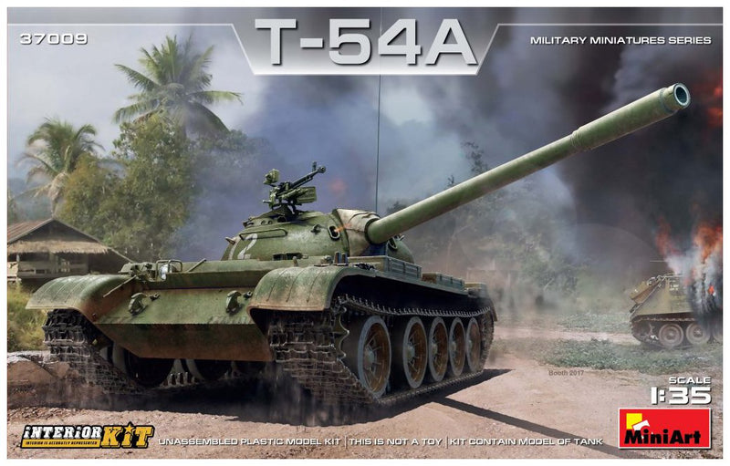 Mini Art 37009 1:35 T-54A m. Interieur-originalgetreue Nachbildung, Modellbau, Plastik Bausatz, Basteln, Hobby, Kleben, Modellbausatz, Zusammenbauen, unlackiert