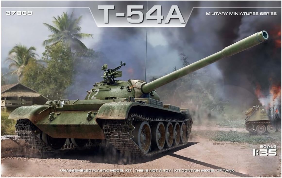 Mini Art 37009 1:35 T-54A m. Interieur-originalgetreue Nachbildung, Modellbau, Plastik Bausatz, Basteln, Hobby, Kleben, Modellbausatz, Zusammenbauen, unlackiert