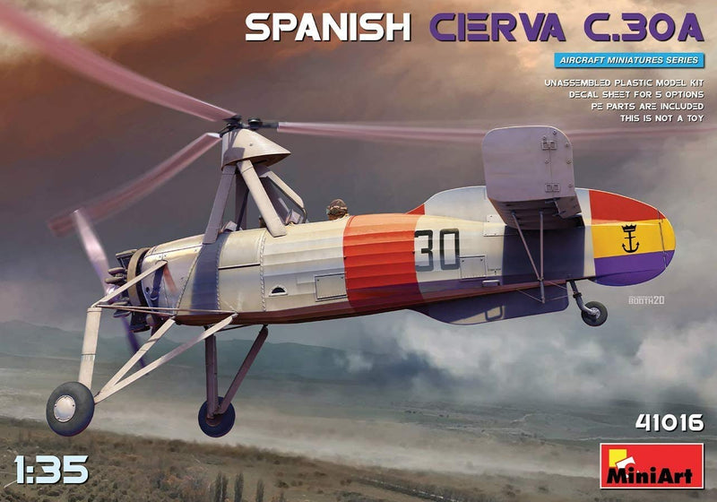 Mini Art 550041016 Spanische Fahrzeug MiniArt 41016 1:35 Span. Cierva C.30A-originalgetreue Nachbildung, Modellbau, Plastik Bausatz, Basteln, Hobby, Kleben, Modellbausatz, Zusammenbauen, unlackiert