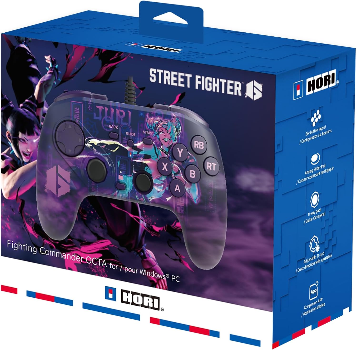 HORI Fighting Commander OCTA (Street Fighter 6 Juri Edition) for Windows PC - Tournament Grade Wired Fightpad Officially Licensed by Capcom