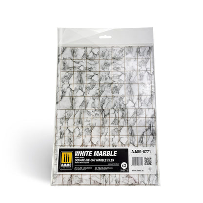 Ammo Mig Jimenez - Marble White, Square Die-Cut Tiles 2 PCS. (6/23) *