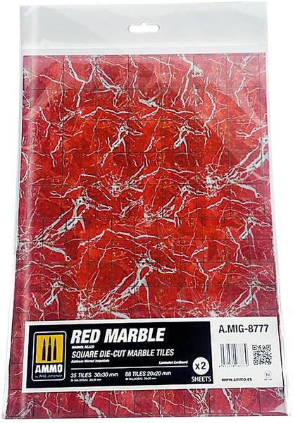 Red Marble - Square Die-Cut Tiles (Geschnittene quadratische Fliesen