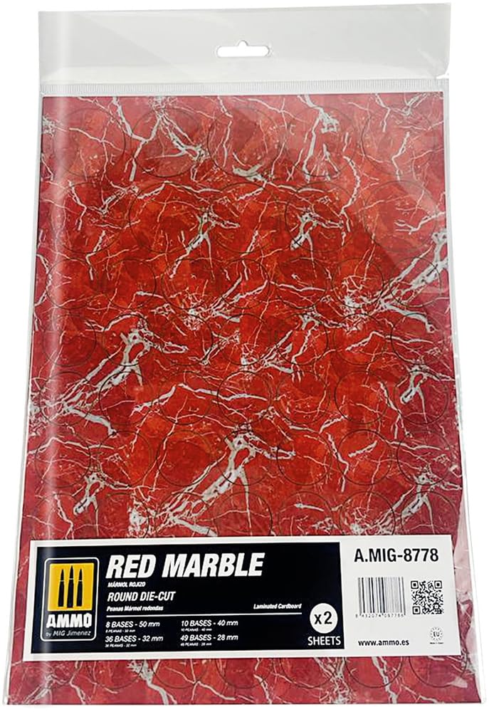 Ammo by MIG Dioramas - Bases redondas de mármol troqueladas, color rojo (2 piezas