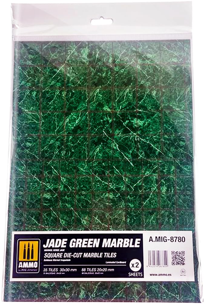 Jade Green Marble - Square Die-Cut Tiles (Quadratisch geschnittene Fliesen