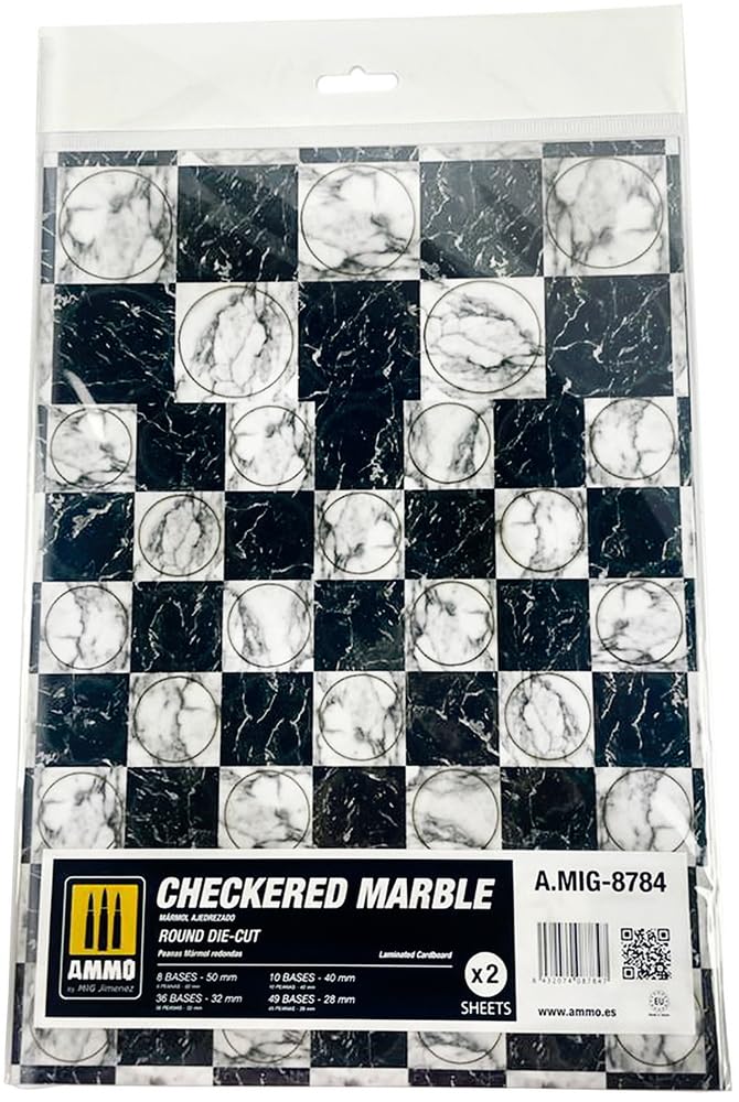 Checkered Marble - Round Die-Cut for Bases for Wargames (Checkered Marble - Round Die-Cut for Bases for Wargames (Checkered Marb