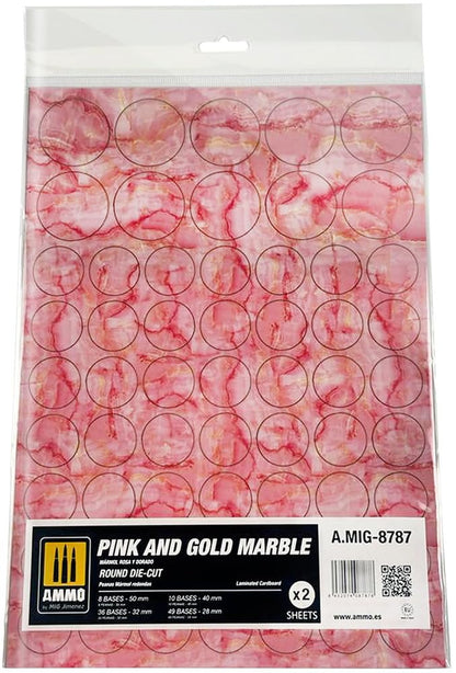 Ammo Mig Jimenez - Marble Pink en Gold, Round Die-Cut Wargames 2 Stück (6/23) *