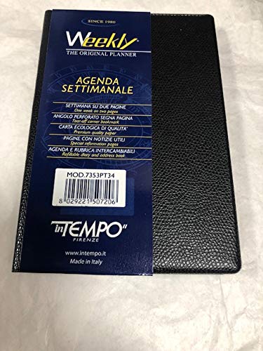 AGENDA 2019 SETTIMANALE WEEKLY FORMATO FORMATO 10X15 NERO