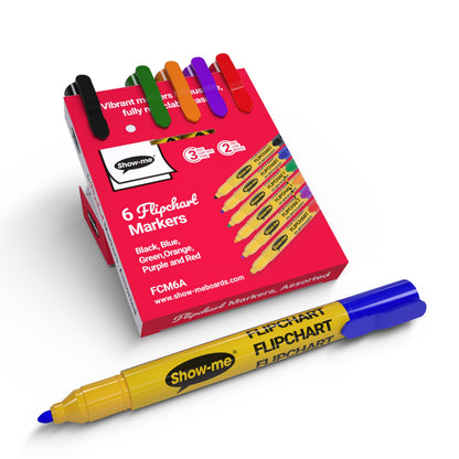 Show-me Flipchart Markers - Pack of 6 Bullet-Tip
