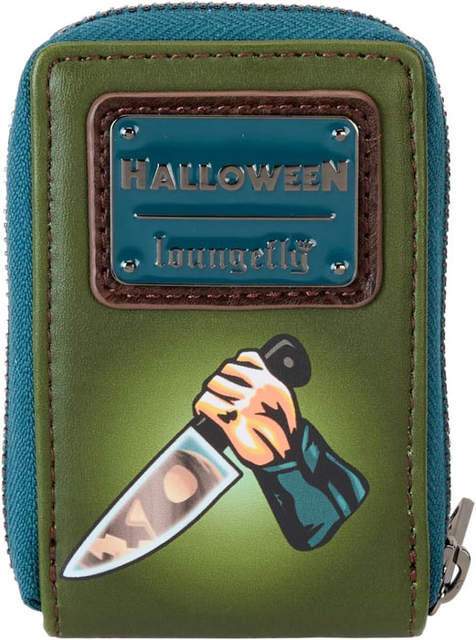 Loungefly Halloween Michael Myers Pumpkin Glow Accordion Zip Around Wallet, Black, Accordian Wallet