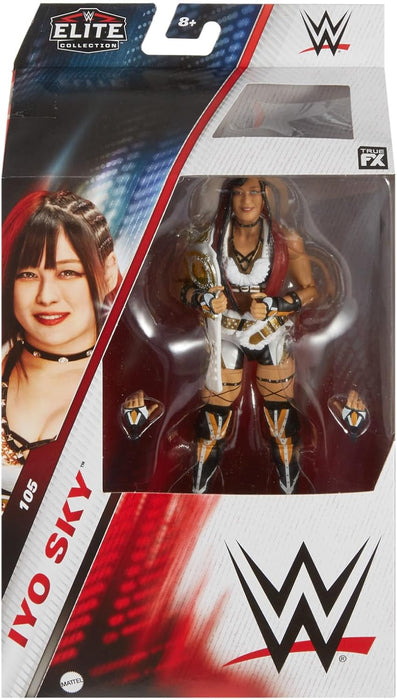 Mattel WWE Elite Action Figure & Accessories, 6-inch Collectible Iyo Sky with 25 Articulation Points, Life-Like Look & Swappable Hands, HTX23