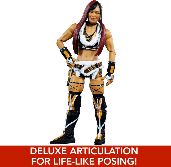 Mattel WWE Elite Action Figure & Accessories, 6-inch Collectible Iyo Sky with 25 Articulation Points, Life-Like Look & Swappable Hands, HTX23