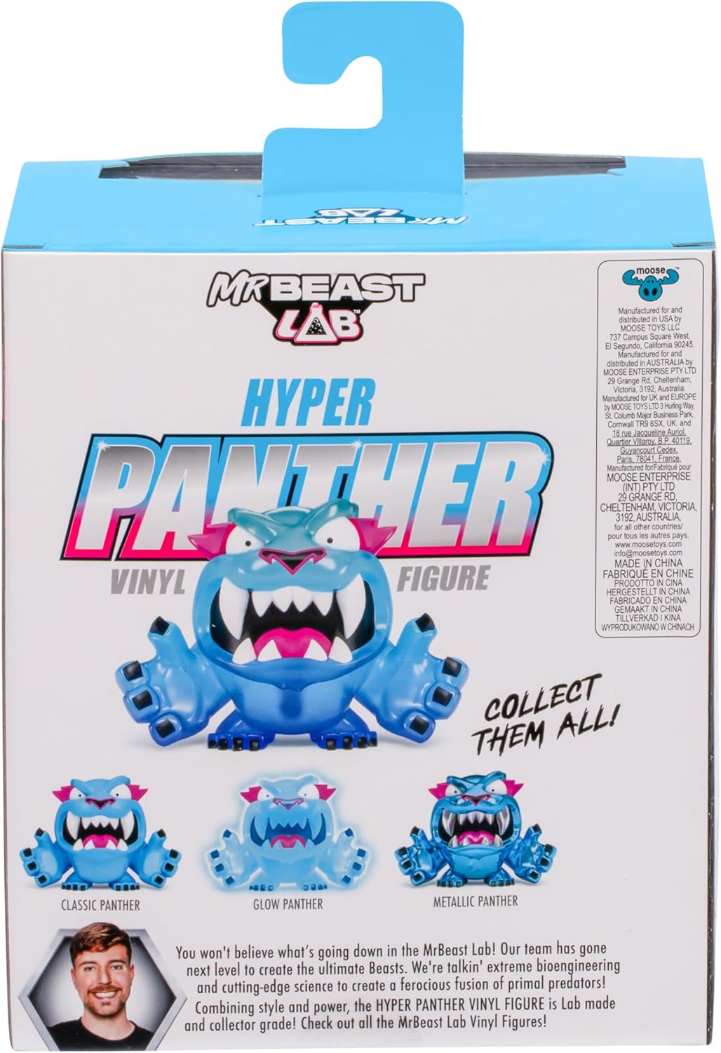 MrBeast Lab Figurines de Collection en Vinyle, 8,8 cm de Haut, emballées dans Une boîte de présentation Haut de Gamme. 4 à Collectionner, panthère Classique, Hyper panthère, panthère Lumineuse