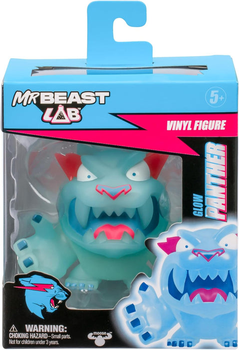 MrBeast Lab Collectible Vinyl Figures, 3.5"/8.8cm Tall, Packaged In A Premium Display Box. 4 To Collect, Classic Panther, Hyper Panther, Glow Panther, Metallic Panther