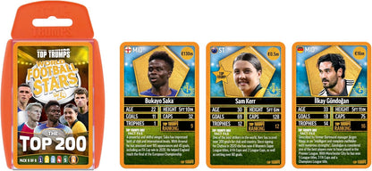 Top Trumps World Football Stars Top 200 Card Game Pack 6, Virgil Van Dijk, Thomas Muller, Saka and Odegaard educational gift for ages 6 plus