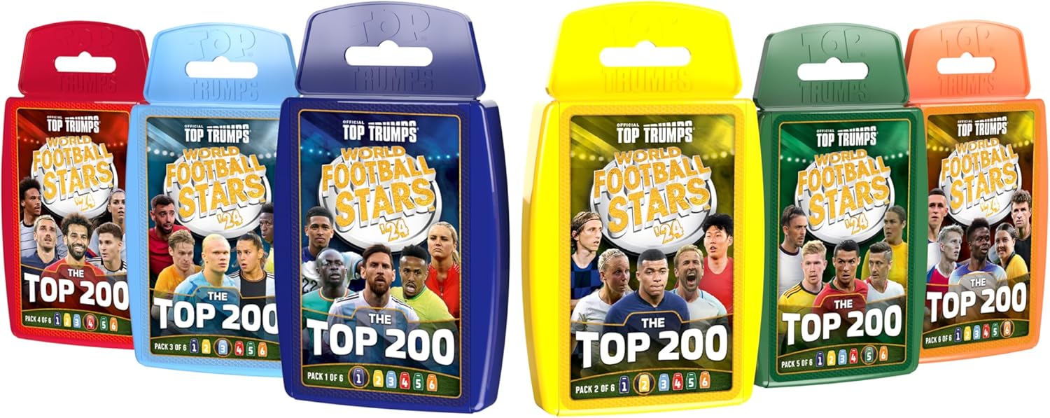 Top Trumps World Football Stars Top 200 Collector's Kit Six Pack Collection Card Game educational gift for ages 6 plus