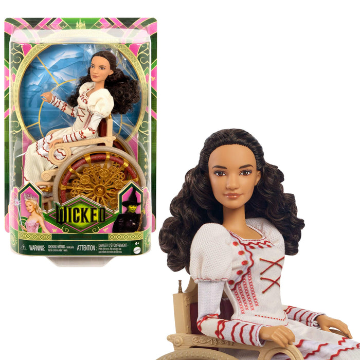 Mattel Wicked, Nessarose Fashion Doll & Accessories, Including Wheelchair, with Brown Curly Hair, Possibility & Removable Ballroom Look, HXY36