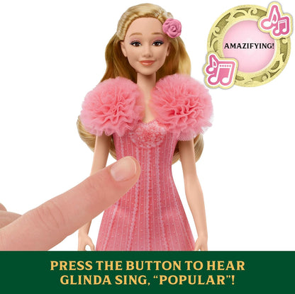 Mattel Wicked, Singing Glinda Fashion Doll & Accessories, Posable with Movie-Inspired Look & Removable Outfit, Sings “Popular”, HYM41