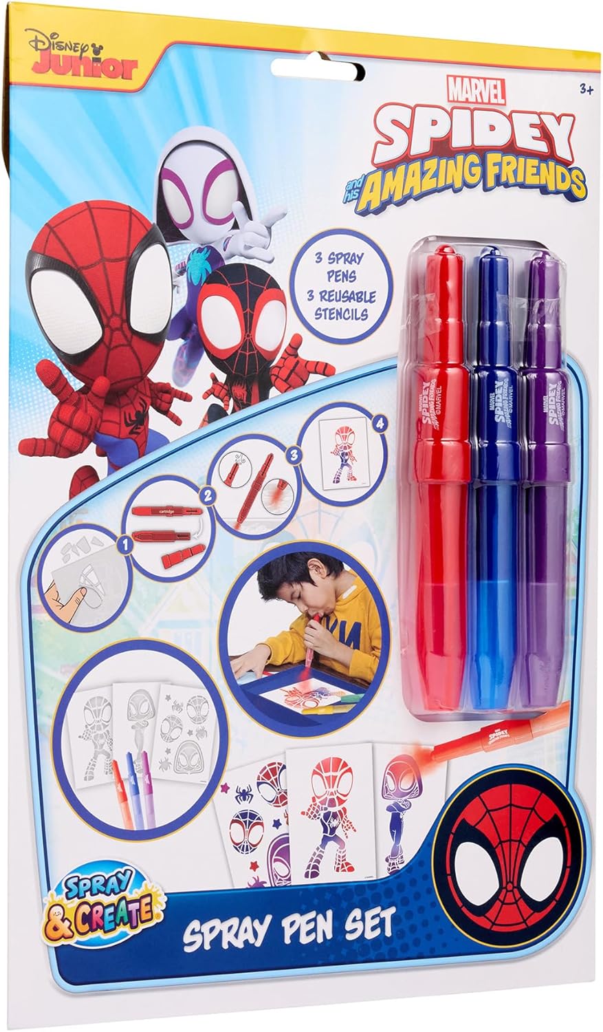 Disney - Spidey e i suoi super amici - Set di penne spray A4 Enveloppe - Matite da colorare per bambini - Set da colorare con matite colorate e pagine da colorare (SP23363