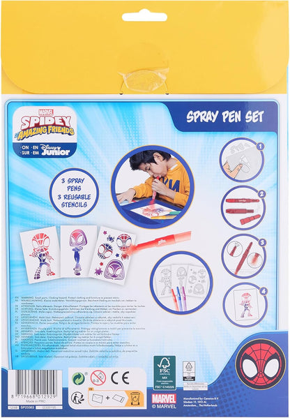 Disney - Spidey e i suoi super amici - Set di penne spray A4 Enveloppe - Matite da colorare per bambini - Set da colorare con matite colorate e pagine da colorare (SP23363