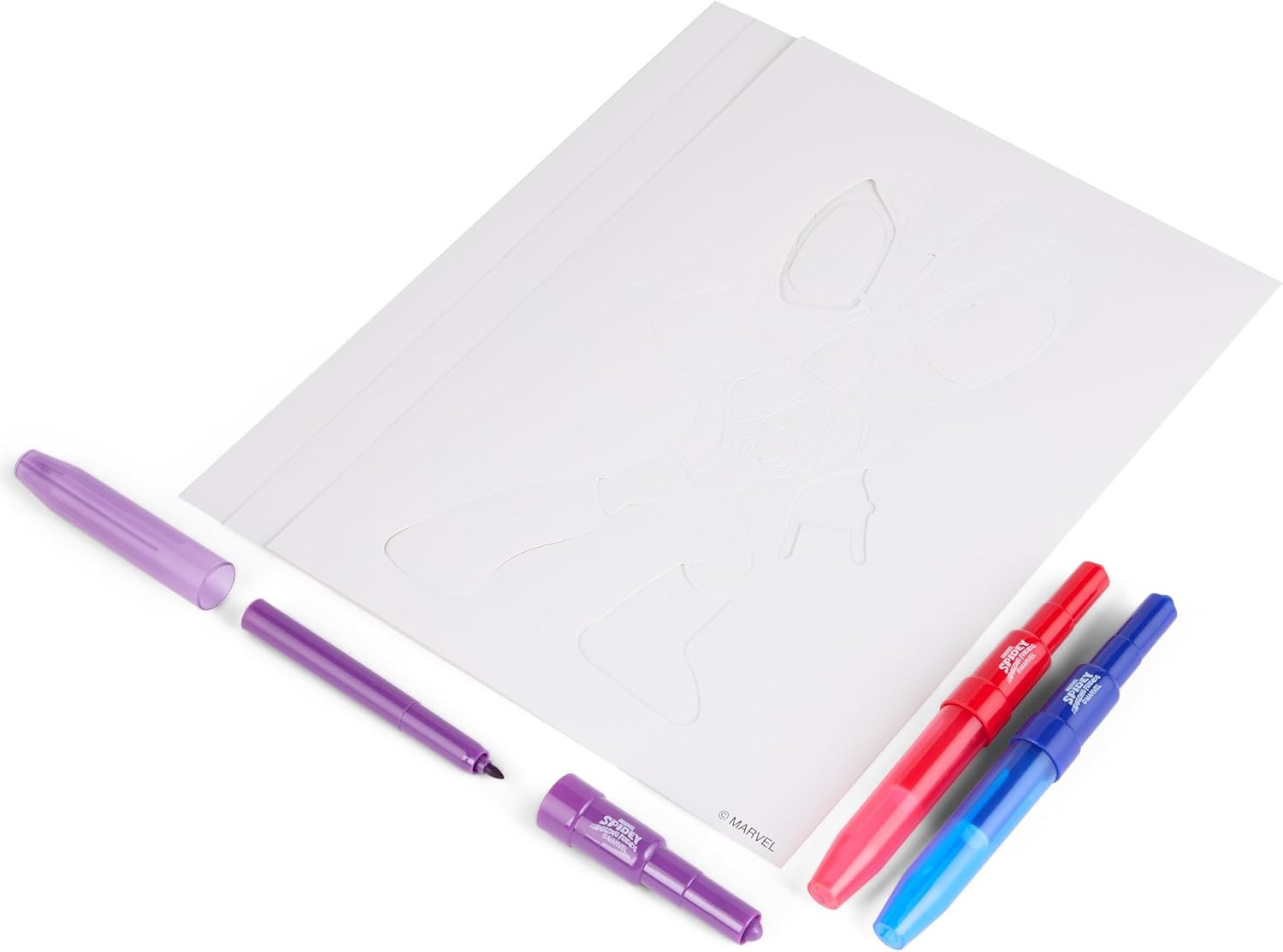 Disney - Spidey e i suoi super amici - Set di penne spray A4 Enveloppe - Matite da colorare per bambini - Set da colorare con matite colorate e pagine da colorare (SP23363