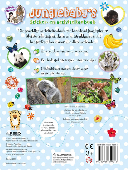 Rebo Publishers - Dierenvriendjes - Junglebaby\`s Sticker- en Activiteitenboek
